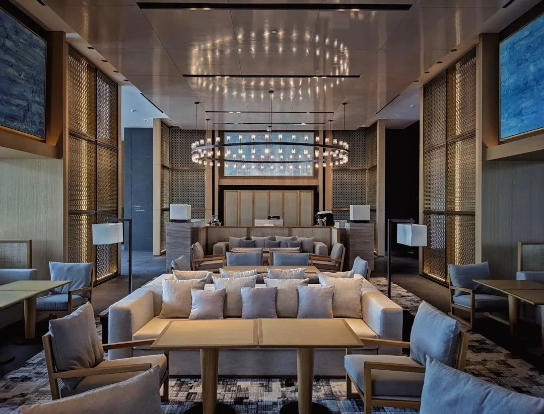 Finished commercial interior space after design-build completion