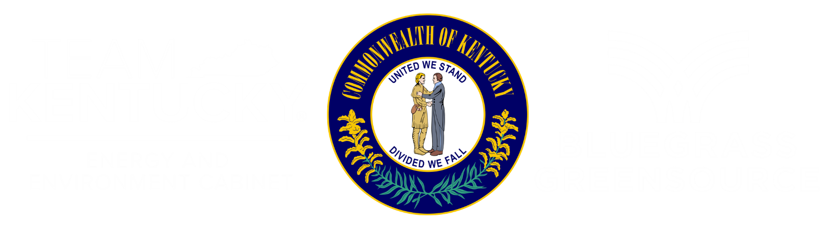 The Team Kentucky Energy and Environmental Cabinet Logo, the Commonwealth of Kentucky logo, and Bluegrass Greensource's logo side-by-side.