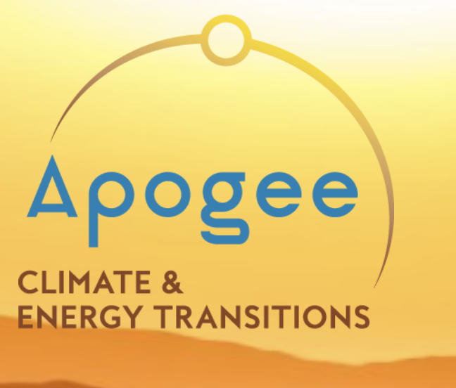 Yellow, orange, and blue logo for Apogee Climate and Energy Transitions.