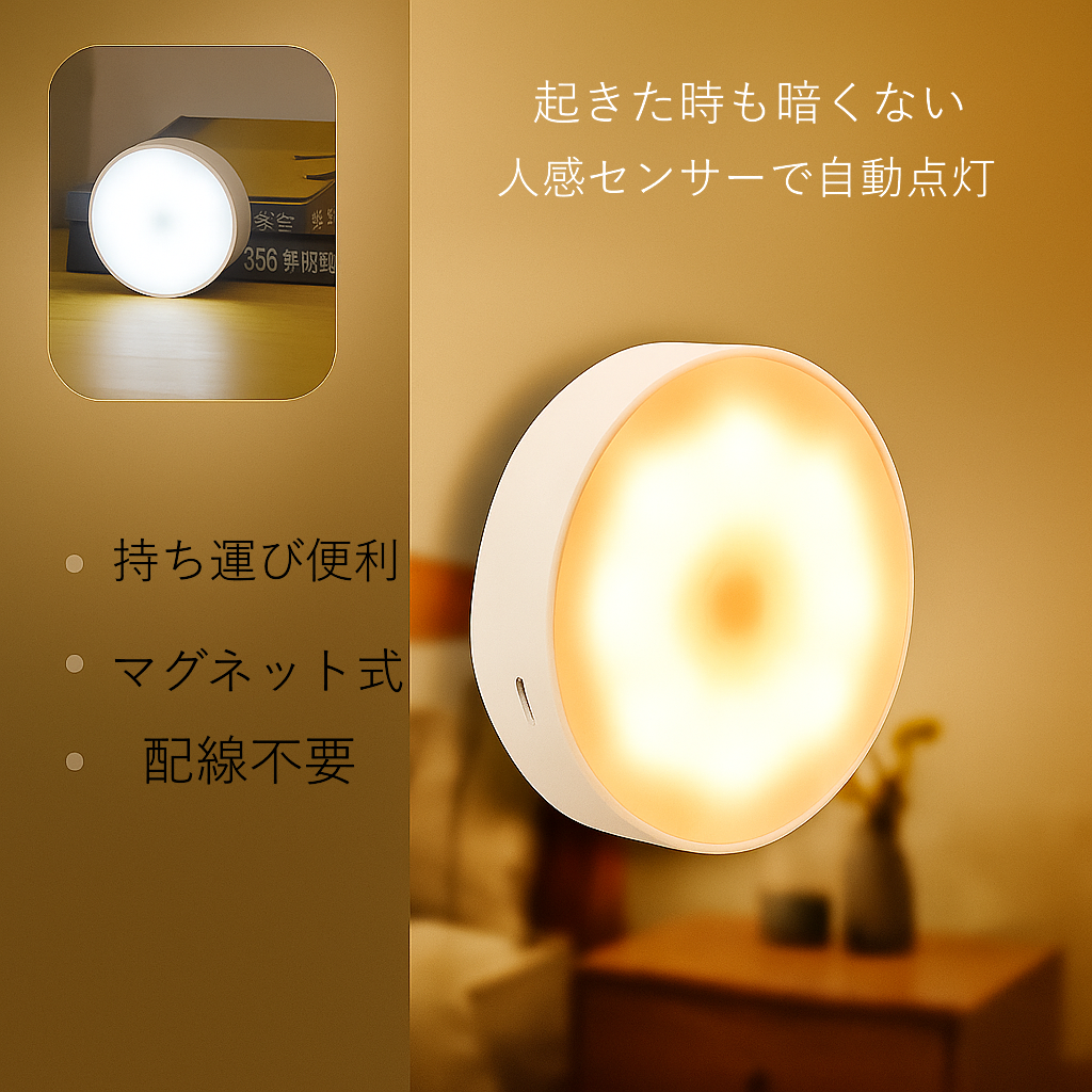人感センサー付きマグネットナイトライト (２個)