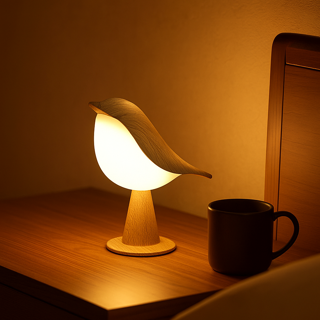 木の小鳥のあかり ベッドサイドランプ