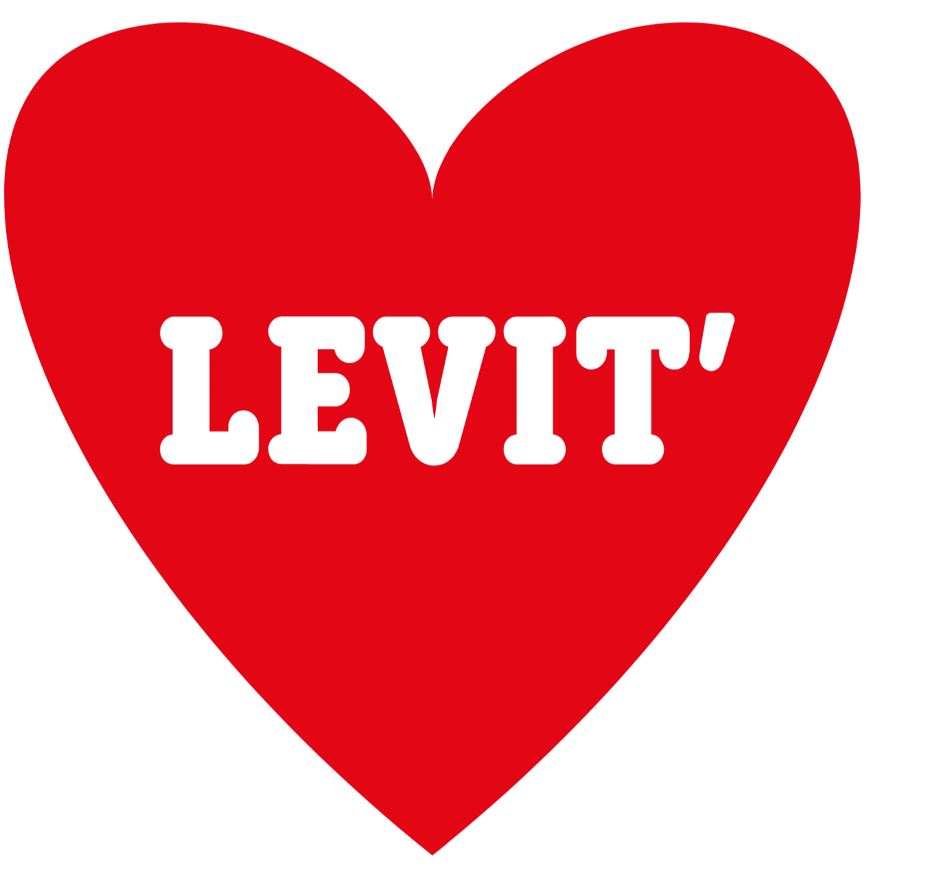 Cœur rouge avec le mot "Levit" en lettres noires stylisées au centre.