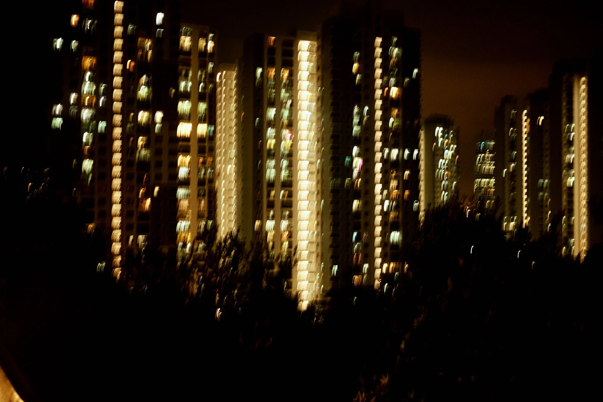 Apartment buildings during night