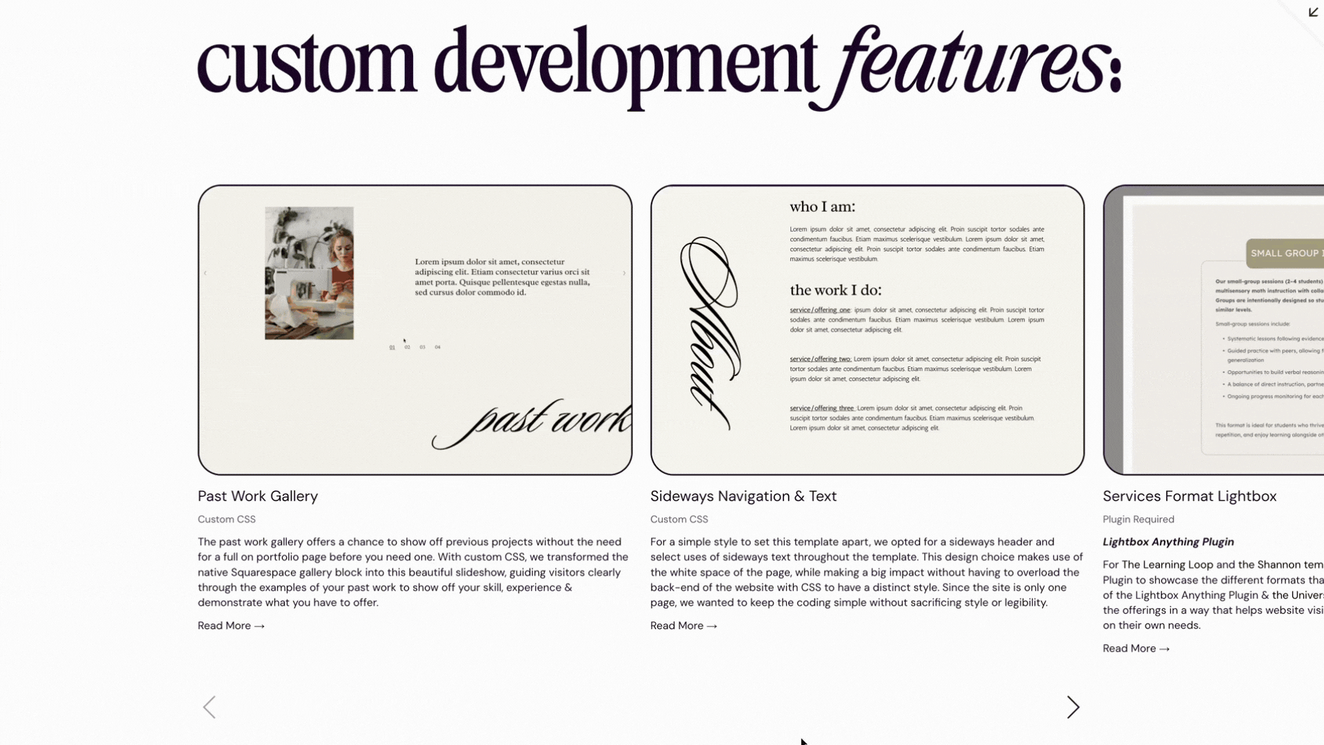 Custom Features Summary Slides