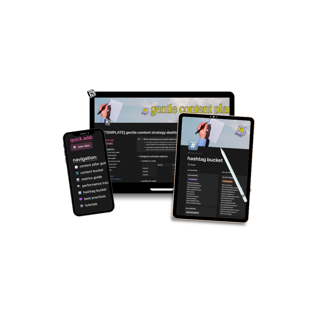 Gentle Content Strategy Notion Dashboard