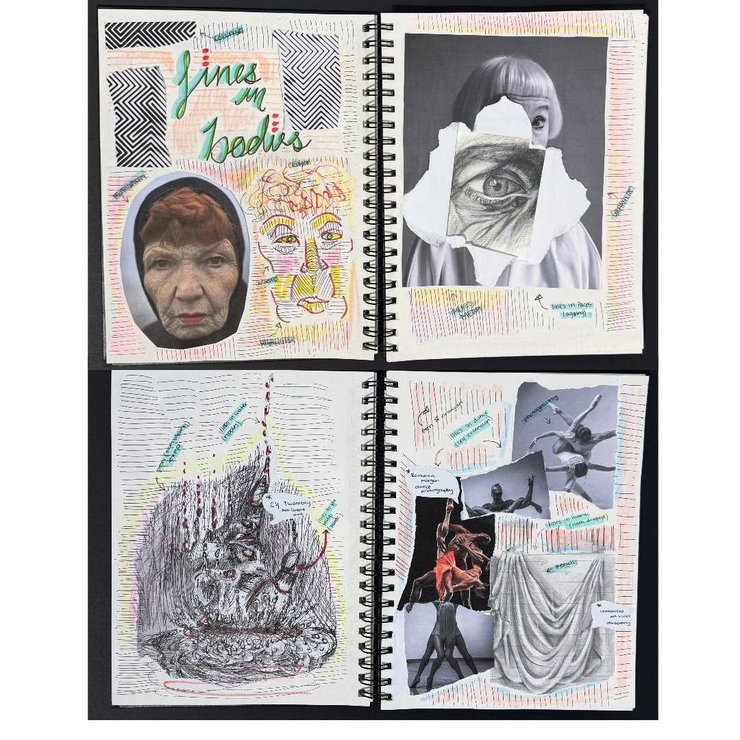 "Sketchbook"
9 x 12 in.     
Graphite, pen, marker, collage  