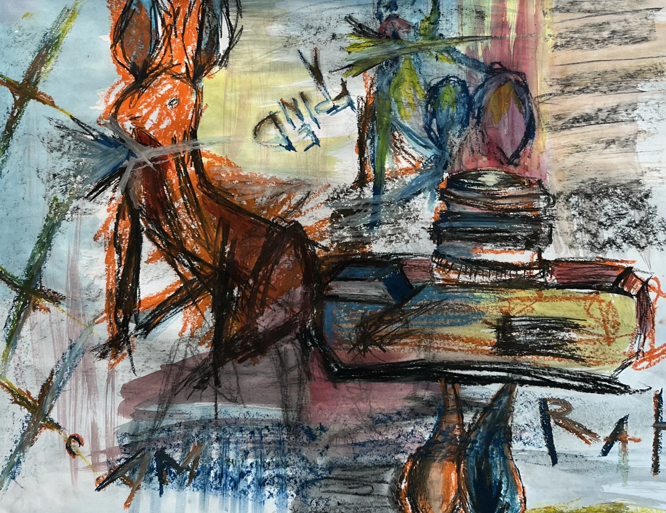 "National Geographic" 
18 x 24 in.     
Oil pastel, watercolor  