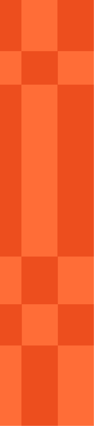 A vertical arrangement of orange and red squares creating a pixelated pattern.