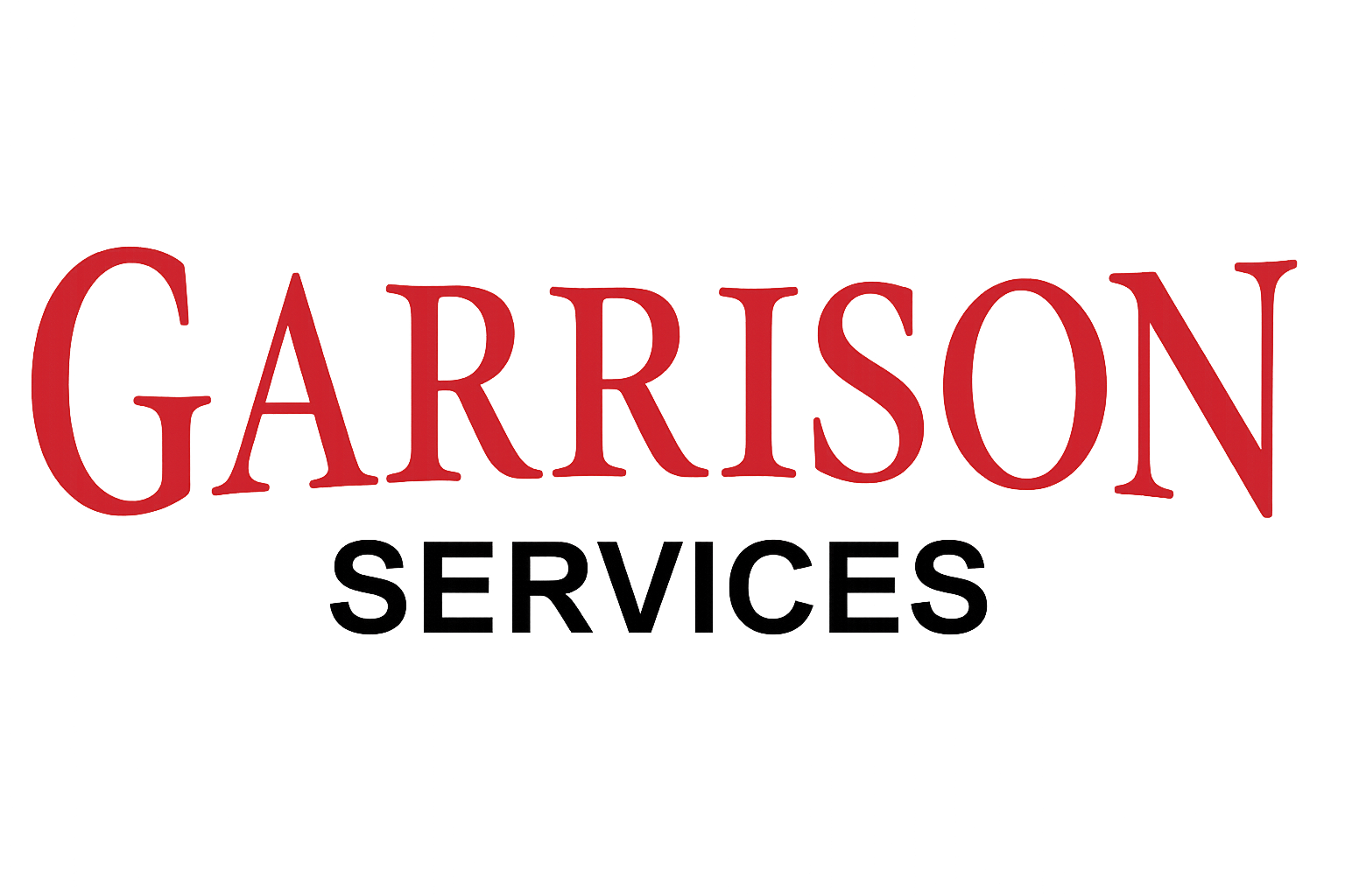 The word 'GARRISON' written in large red letters with 'SERVICES' in black letters underneath.