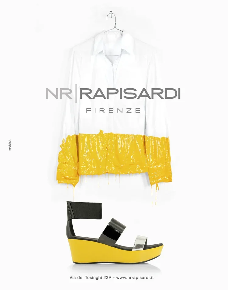 NR Rapisardi Firenze pubblicità gonfalone scarpe sandali Yellow.webp