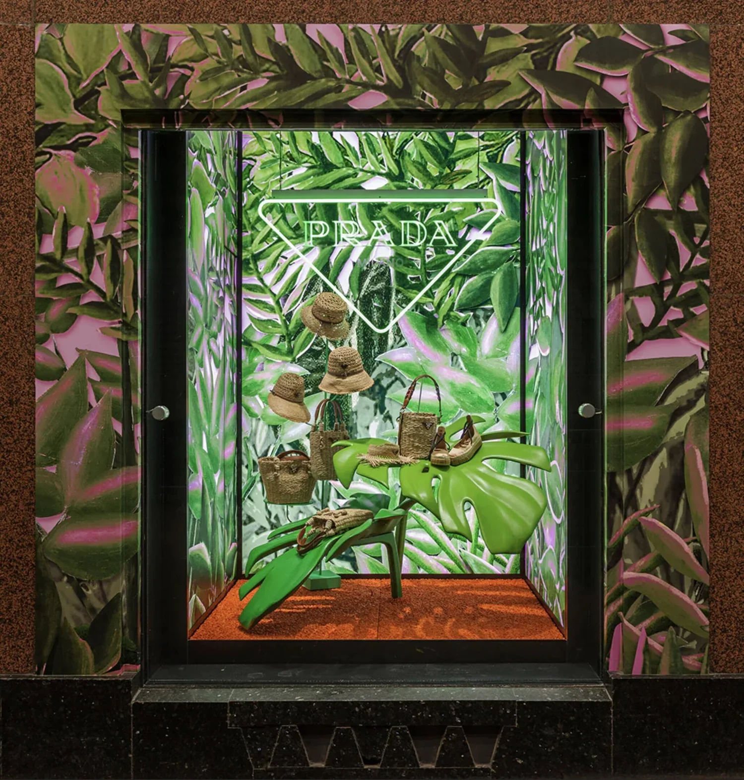 Prada hyper leaves for galeries lafayette windows display paris.webp