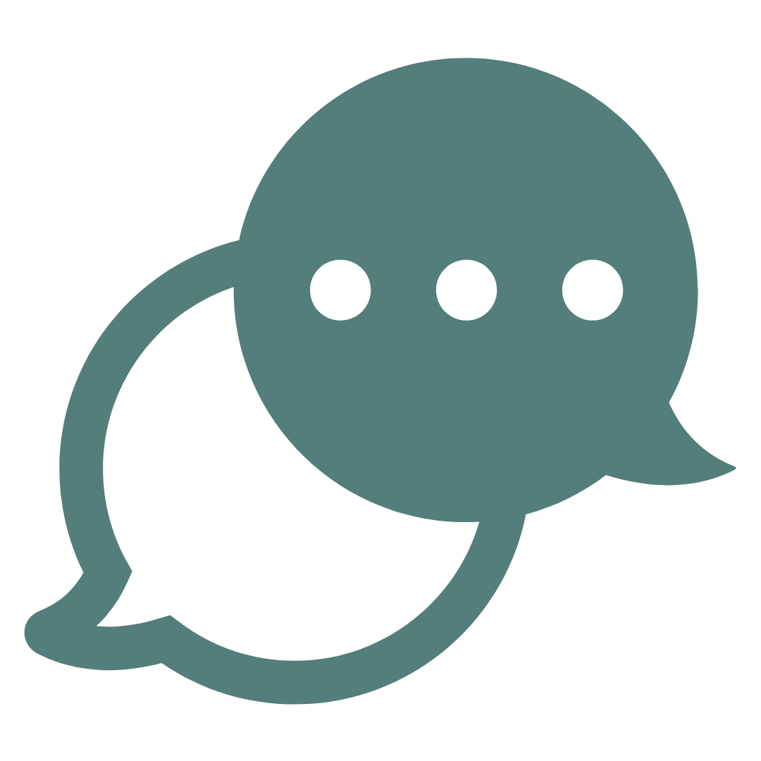 Green icon of a chat bubble with ellipsis inside, representing messaging or communication.