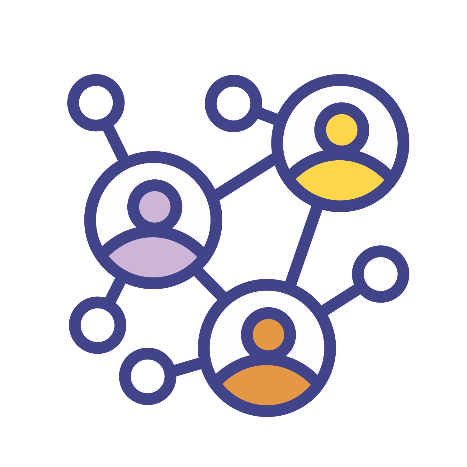 Icon of three connected circles, each with a person inside