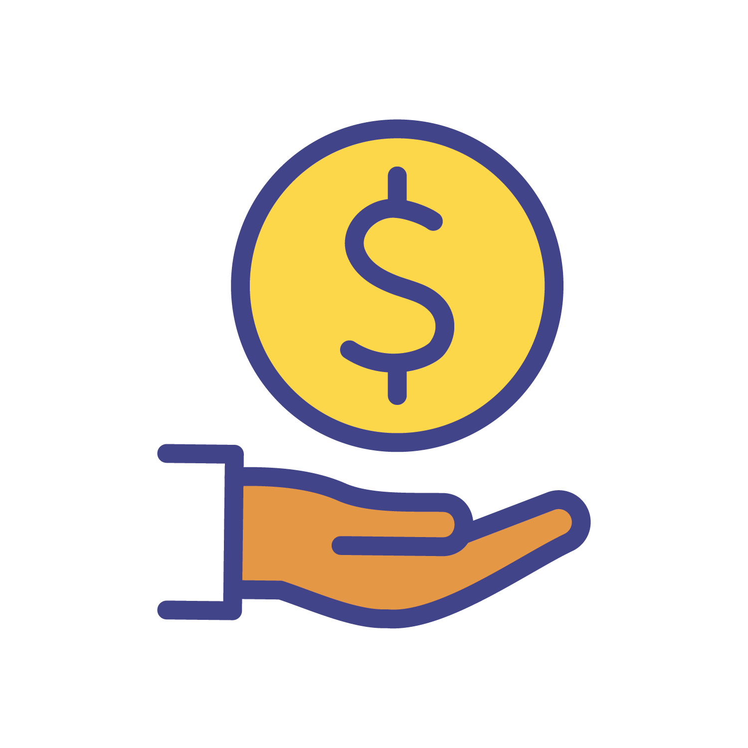 Icon of a hand with a coin suspended above