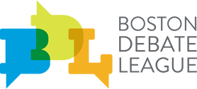 Boston Debate League logo with speech bubbles and text