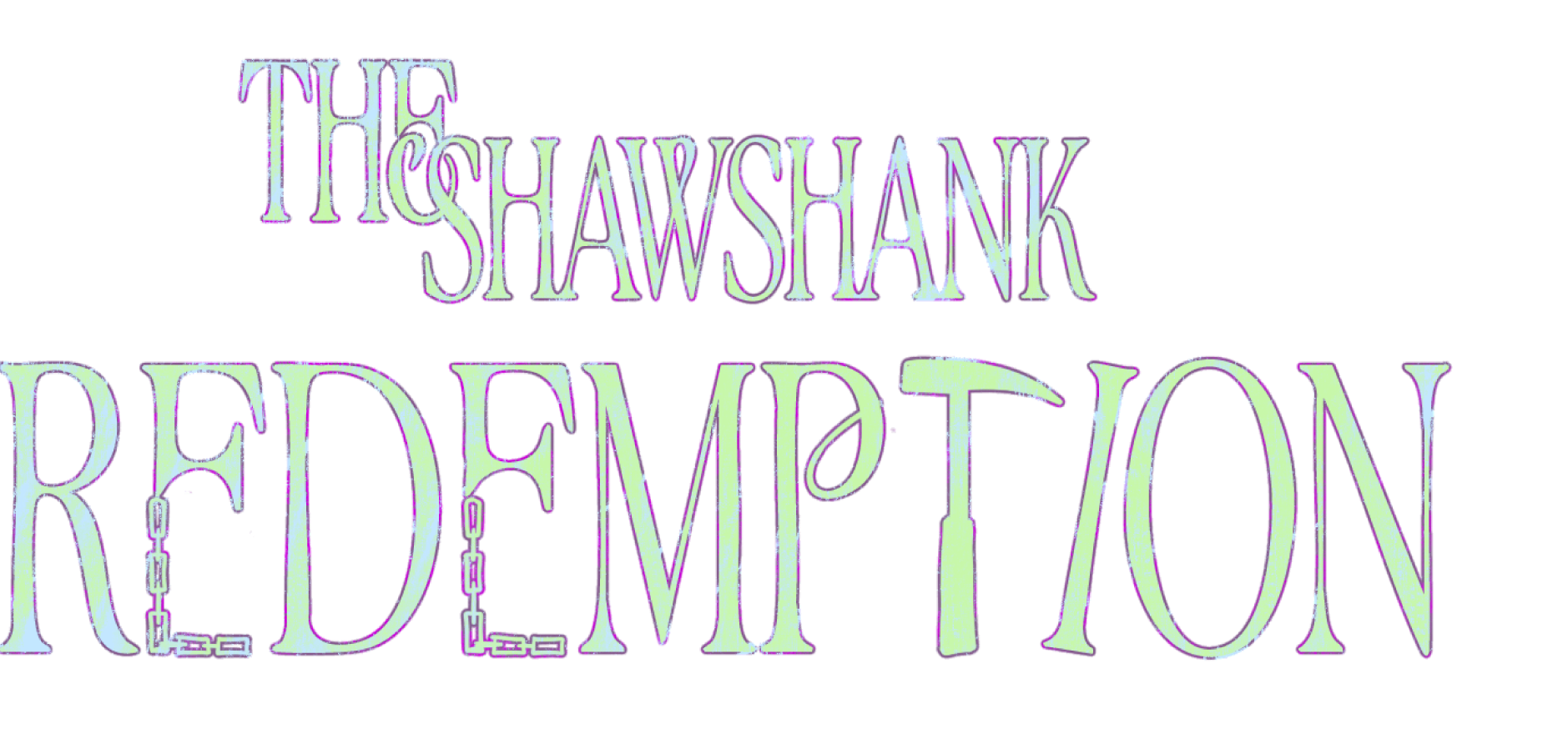 A stylized, colorful text graphic with the words "The Tishwashank Redemption" in a mix of purple, blue, and yellow colors.