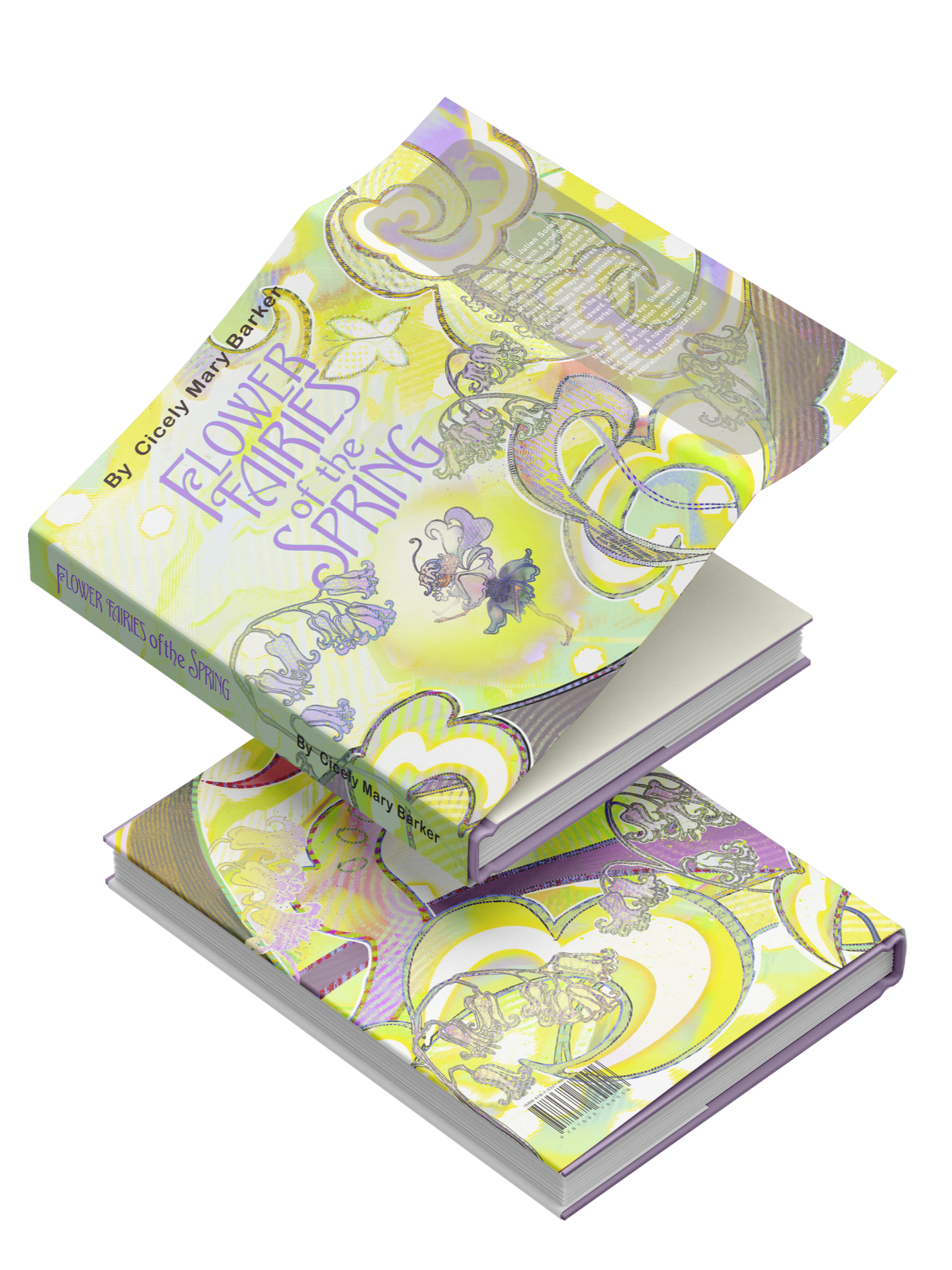 Colorful illustrated books titled "Flower Fairies of the Spring" by Cicely Mary Barker with floral and fairy illustrations on the covers.