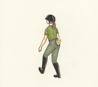 Horseback rider will find a neutral pelvis with seat bones pointing down by imaging she has a "ducky tail."