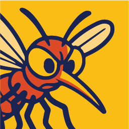 Close-up of a cartoon bee against a yellow background.