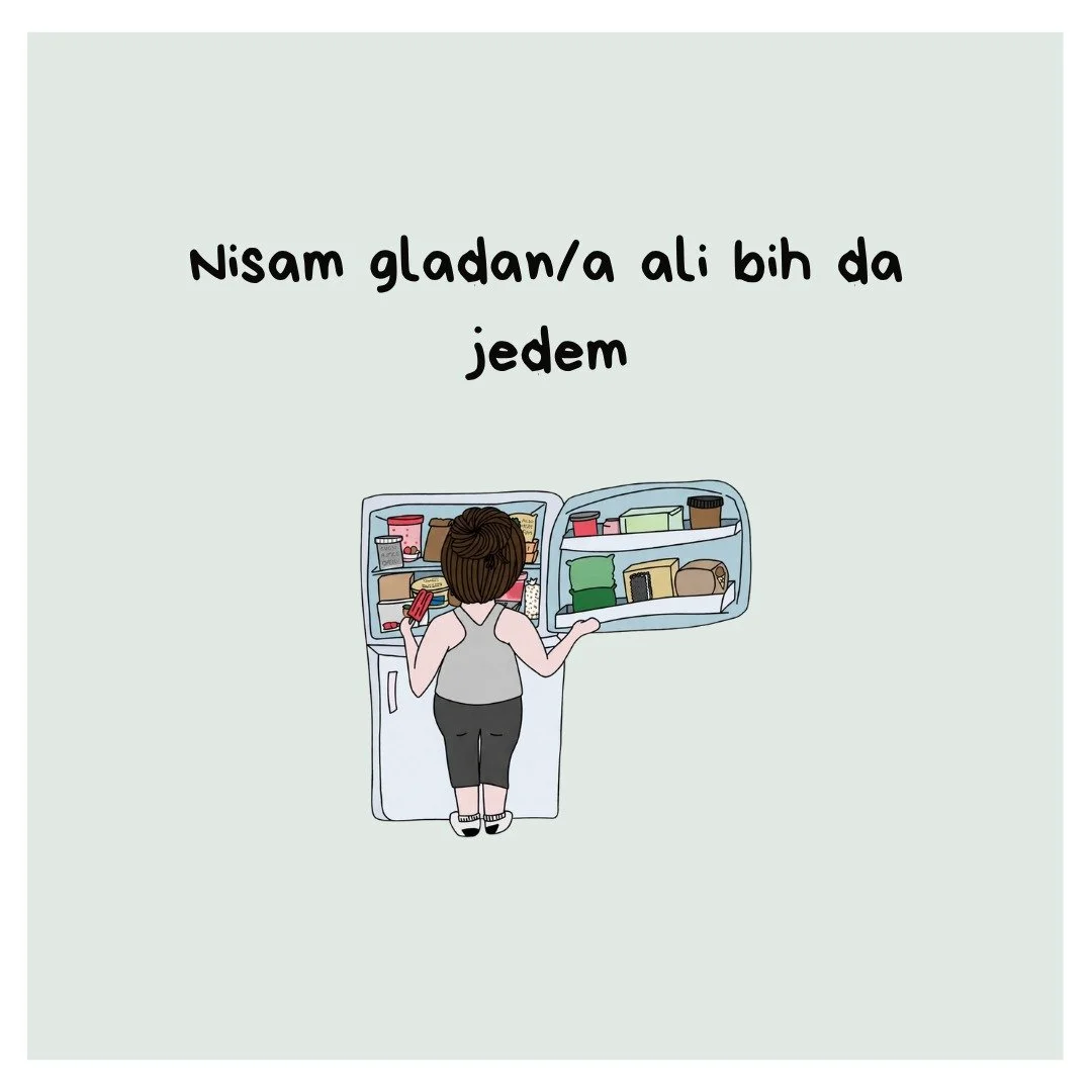 Stojim ispred frižidera i gledam. Ne osećam glad u stomaku. Nema onog poznatog signala potrebe za hranom. Ipak, tu sam. Otvaram vrata, razgledam, zatvaram, pa opet otvaram. Kao da tražim ne&scaron;to &scaron;to ne umem da imenujem!

U toj ti&scaron;i