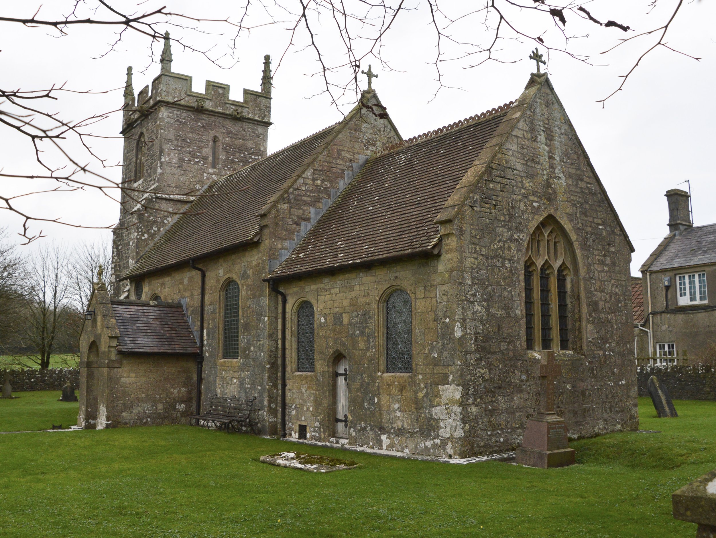  DOWNHEAD -  
Downhead is a small parish and straggling village, near the Frome and Shepton Mallet road, 2.5 miles northeast from Cranmore. The All-Saints Chapelry is a building of stone of the Perpendicular period and the register dates from the yea