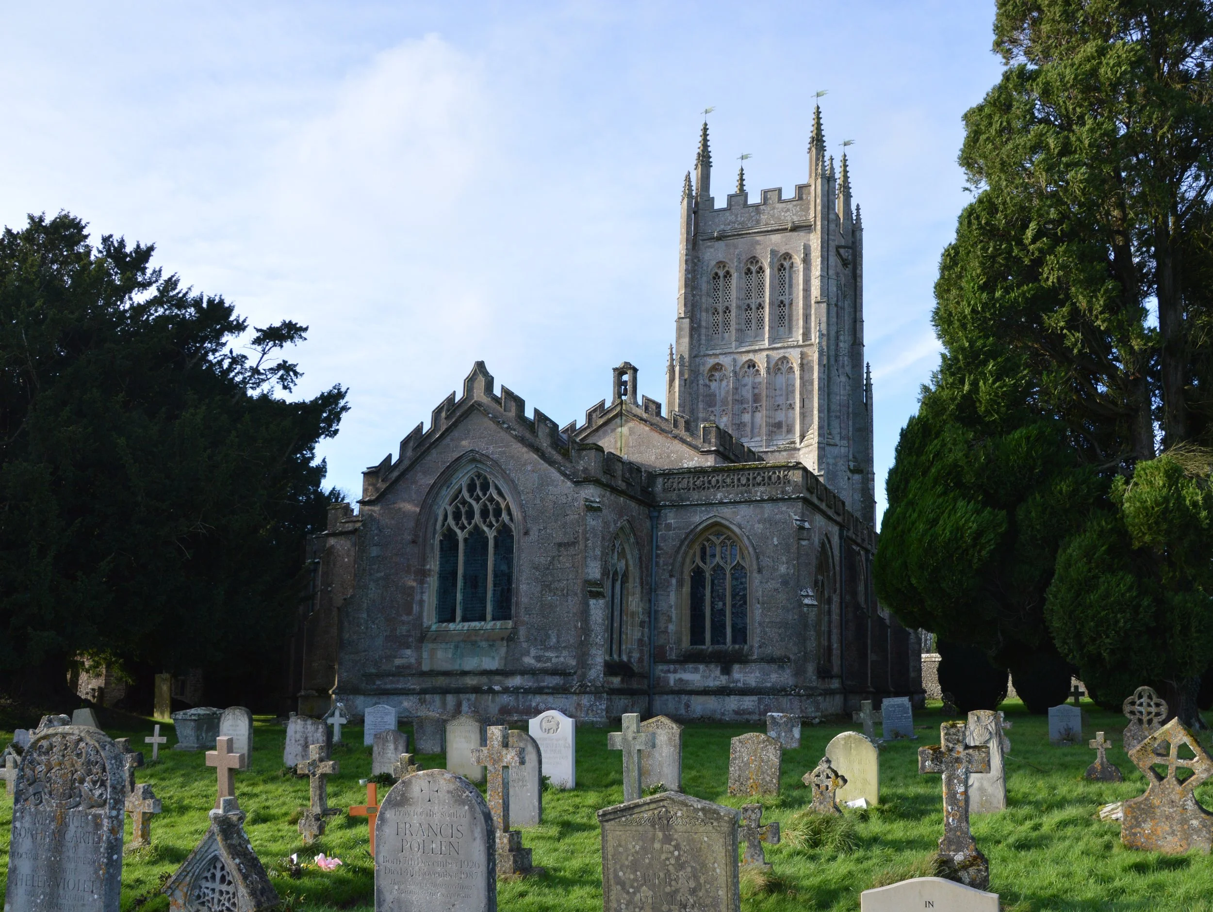  MELLS CHURCH -  
Standing on the site of a previous church, the Church of St Andrew dates from the late 15th century. The tower dating from 1446 has a ring of 8 bells. The Horner family from Mells Manor and the Asquith family both have close connect