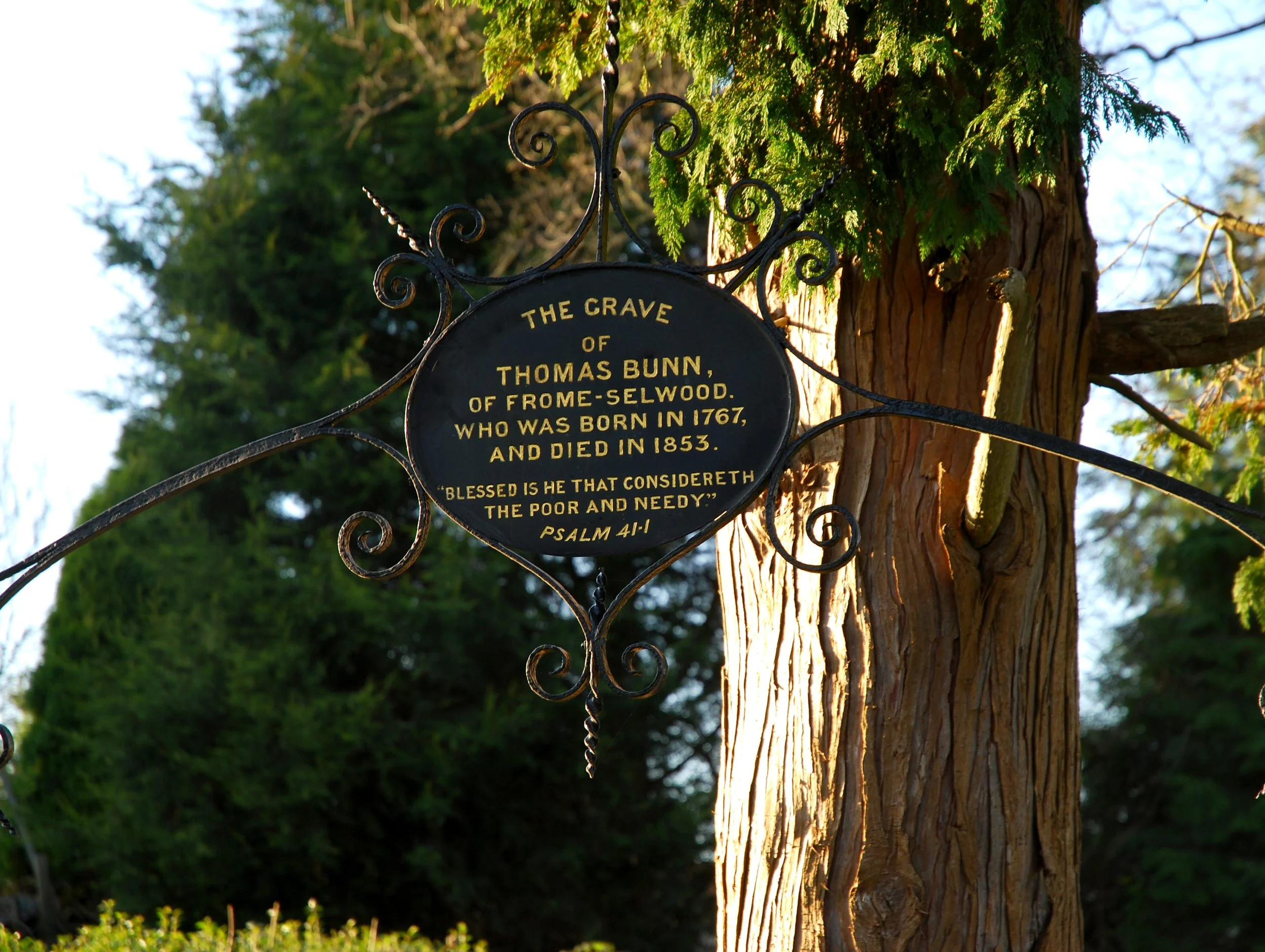  THOMAS BUNN -  
Thomas Bunn had formal training as a lawyer and often gave free legal advice to those unable to afford his services. He had lots of plans for the town but few were realised and he is buried in the churchyard of Christchurch which he 