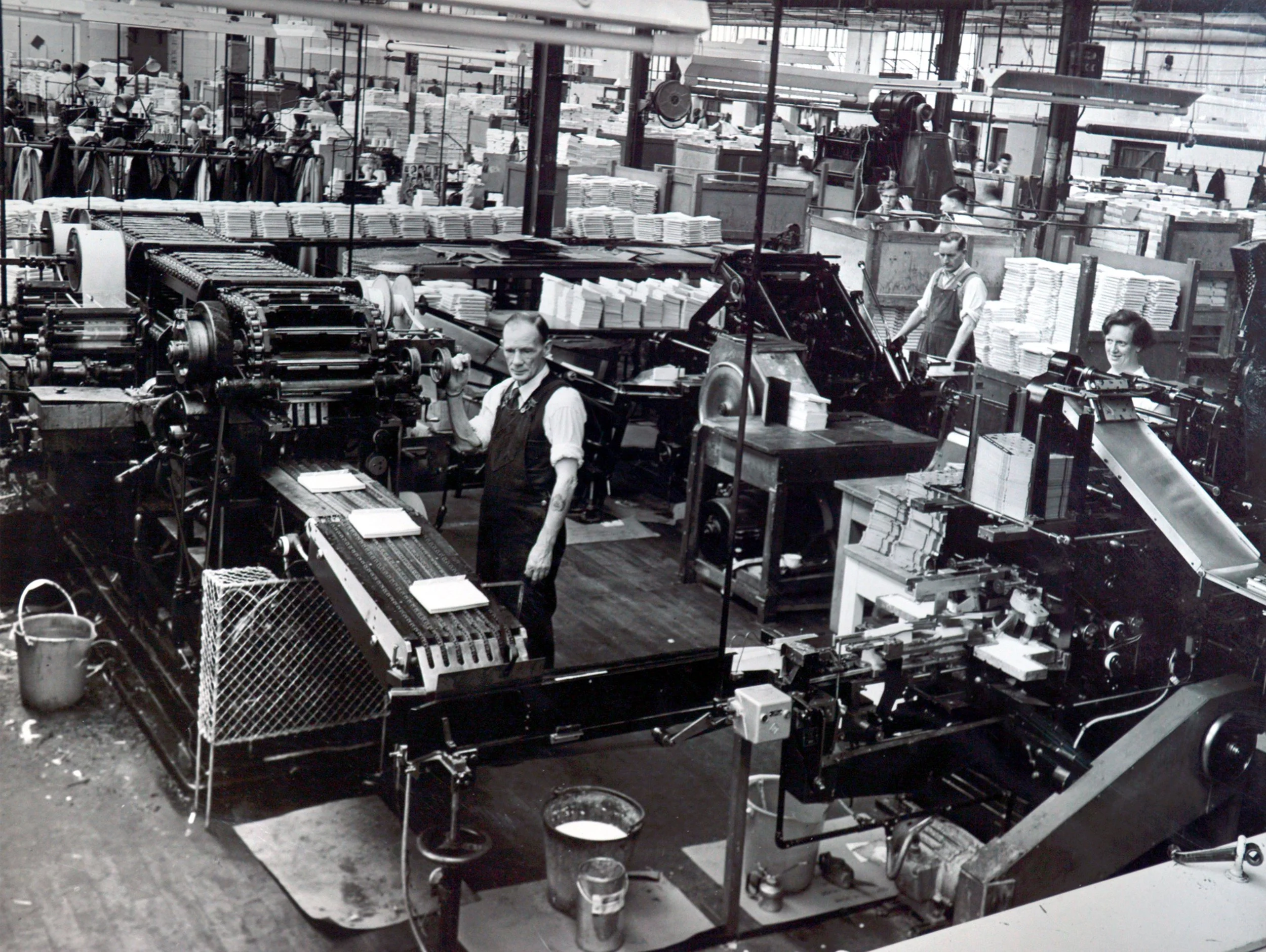  BUTLER & TANNER PRINTING WORKS -  
This photo shows some early printing machines. Although flourishing until 2007, the company was taken over in 2008 and continued for a few more years before closing.
