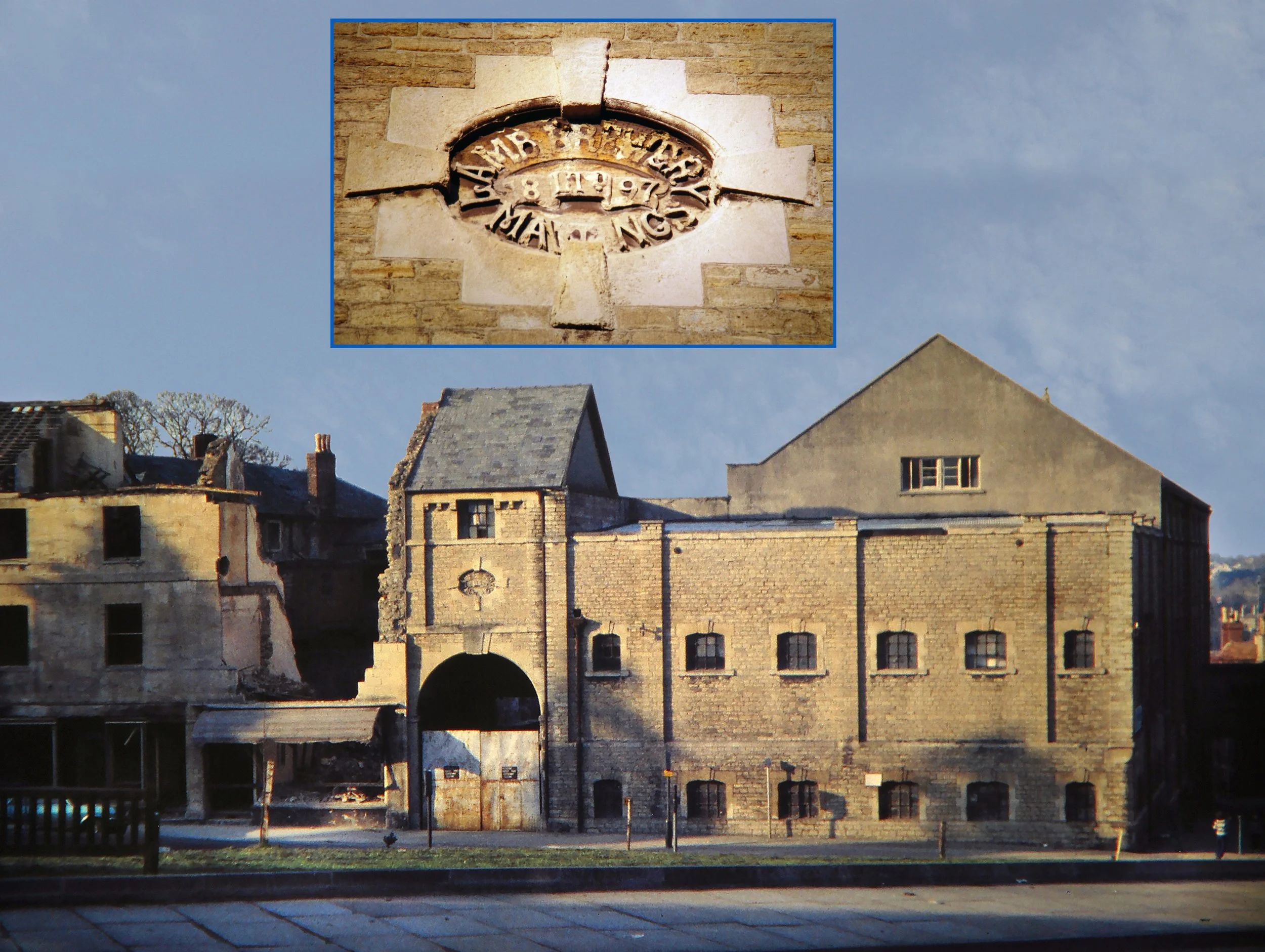  THE LAMB BREWERY -  
This section of the old Lamb Brewery has been converted into flats. The main factory built in 1858 but now demolished, was on the traffic island, seen here in the foreground.
