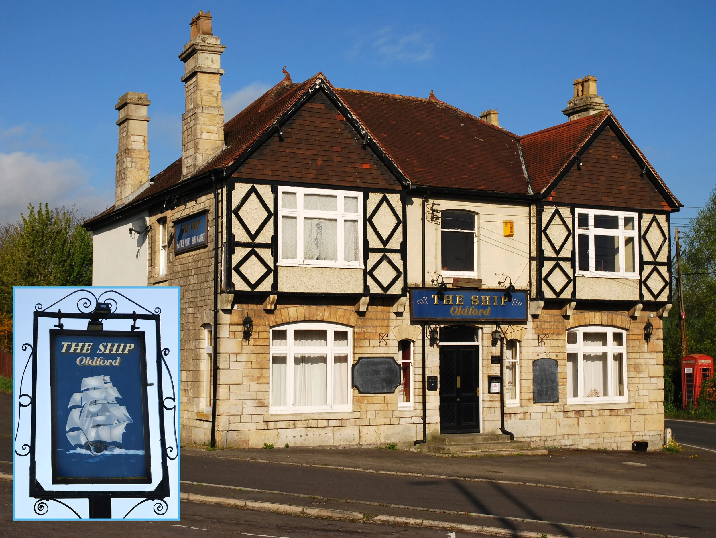  THE SHIP -  
The Ship, c1800, at Oldford closed and became an Indian Restaurant in 2012 but which has closed and re-opened as Jay’s Kitchen. Landlords:
Goddard, Eames, Bennett, Kitley, Broadribb, Nicholas.
