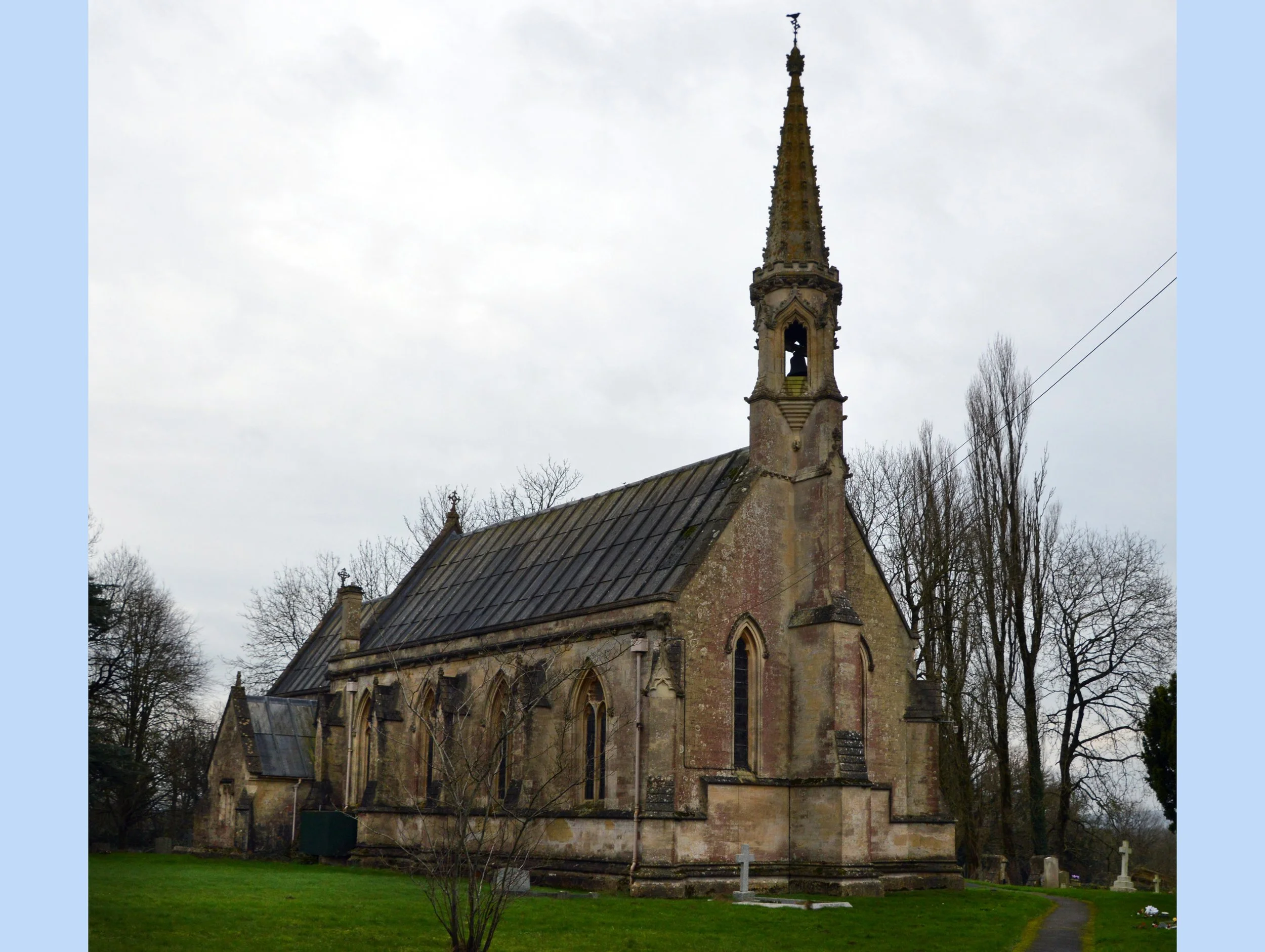  CHANTRY CHURCH -  
Dating from 1844-46 the Church of Holy Trinity at Chantry was built by George Gilbert Scott and William Moffatt. Later work paid for by James Fussell of Fussells Iron Works in Mells was completed by William George Brown of Frome.
