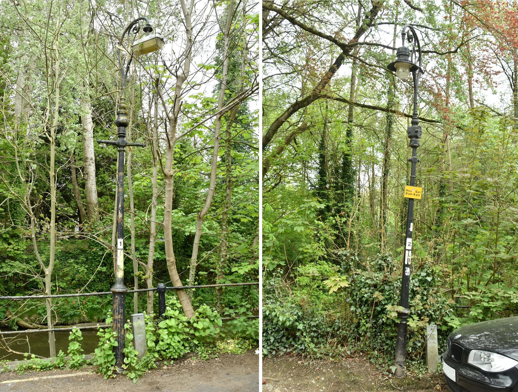  WILLOW VALE & WILLOW VALE 
Left pic: this is the first of four lamps found in Willow Vale starting from the Town Bridge. Right pic: this is the second lamp.
