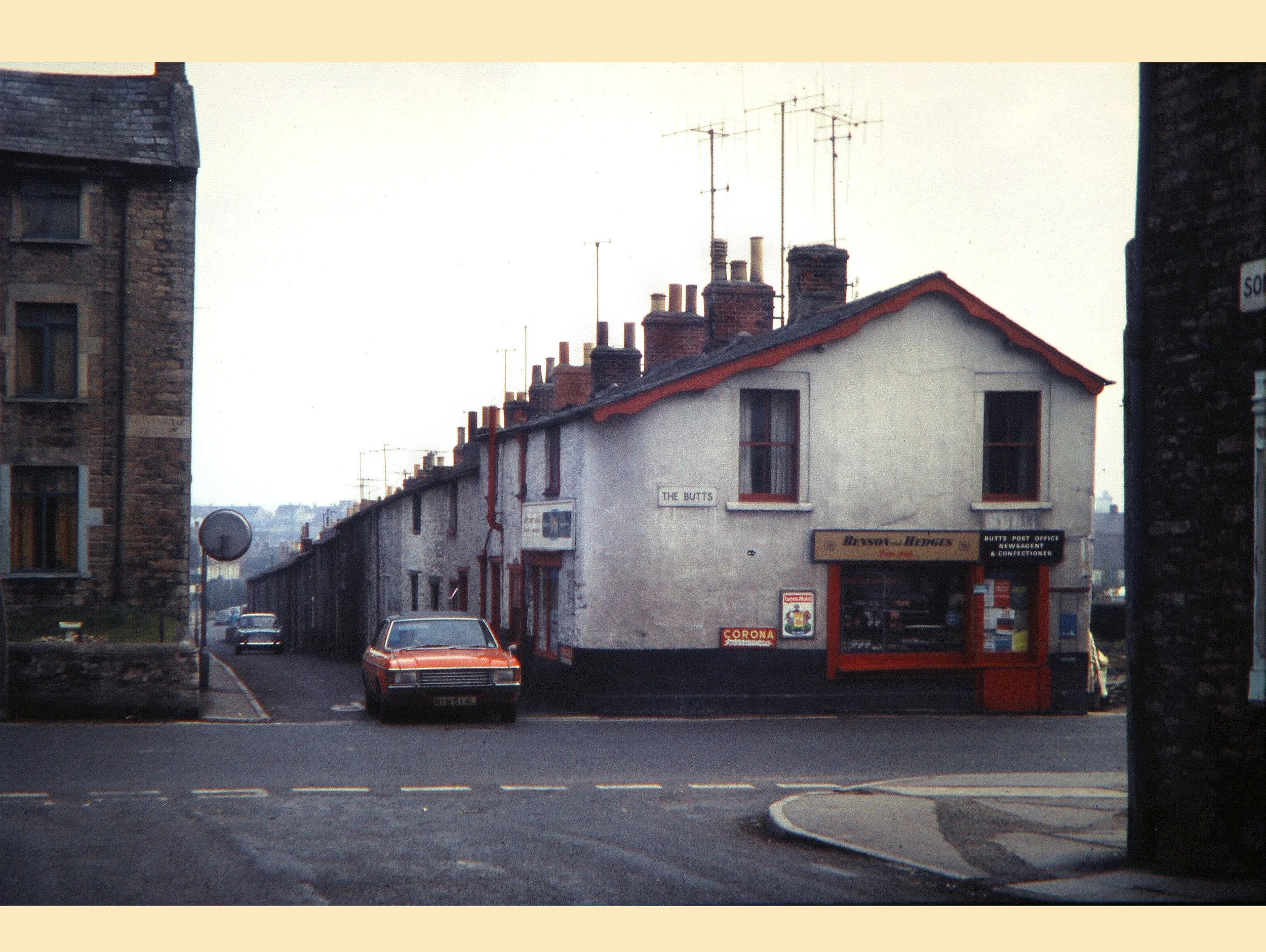  WATER LANE -  These cottages, at right angles to The Butts and opposite Somerset Road, were torn down and replaced with council houses.