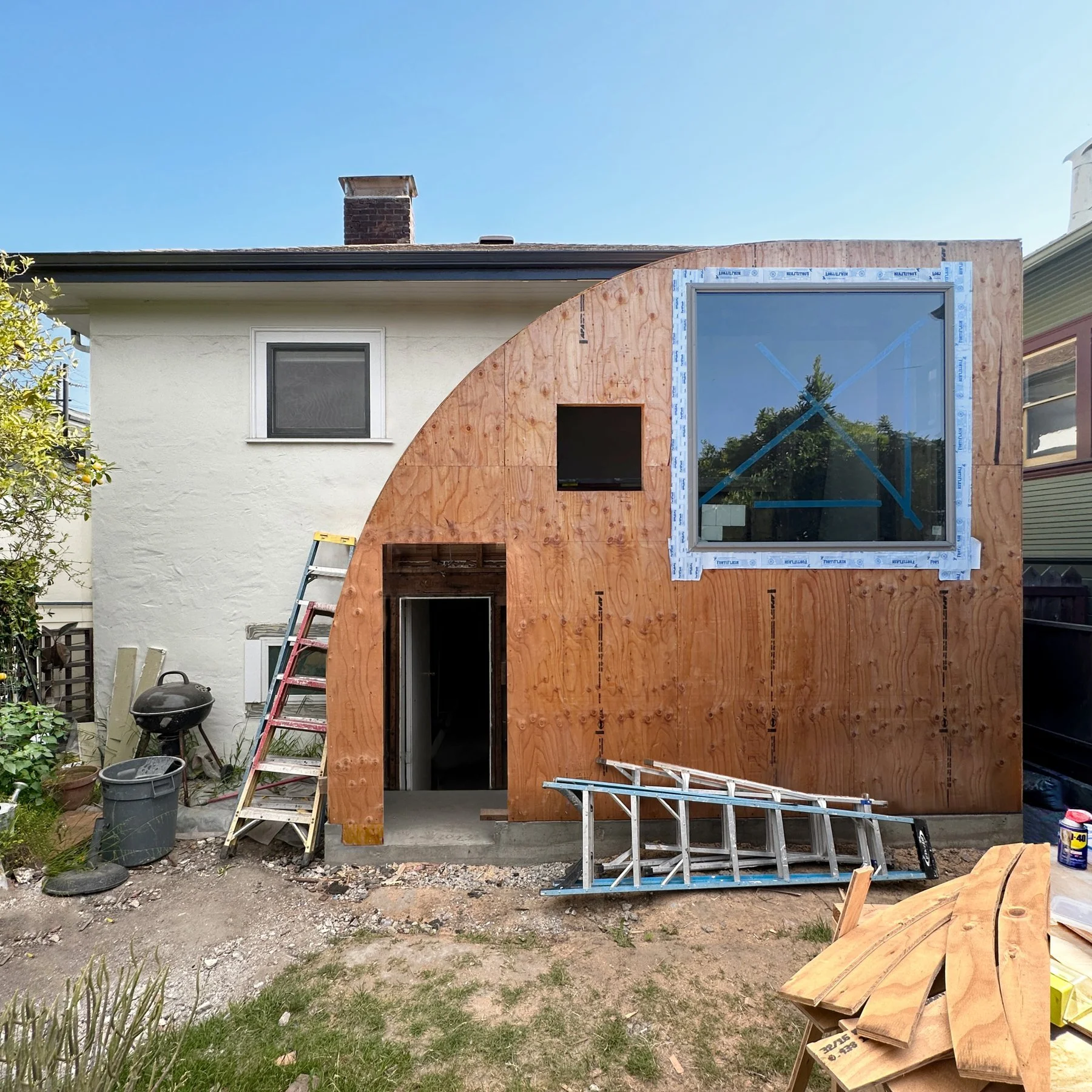 Temescal Kitchen / Landscape — Construction progress. Construction: Percho’s Construction. Architecture & imagery: Haddock Studio.
