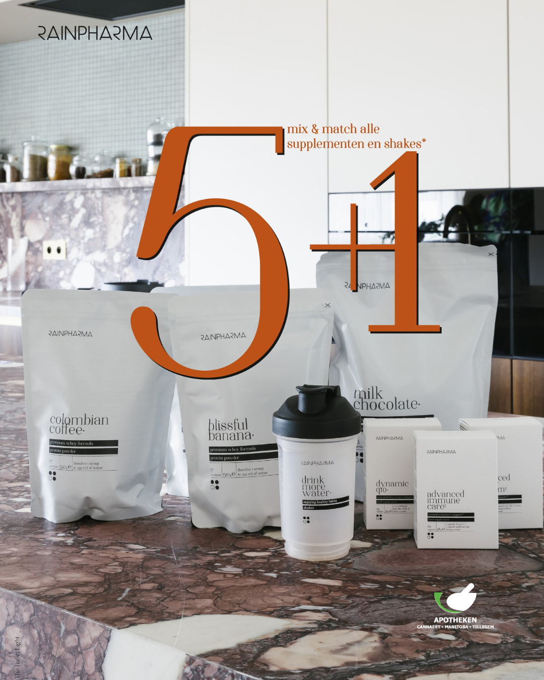 5+1 Mix &amp; Match op alle RainPharma supplementen &amp; shakes!