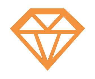Minimalist orange diamond icon on a black background