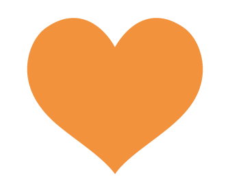 An orange heart icon on a white background.