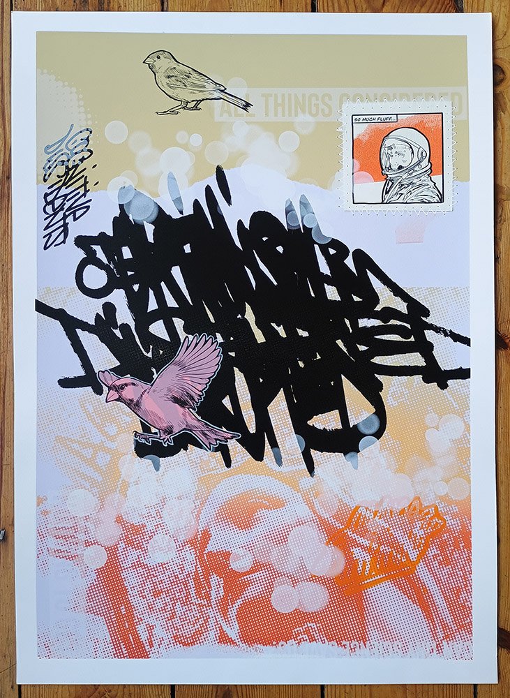 "So much fluff!" limited edition screenprint by Richard Pendry