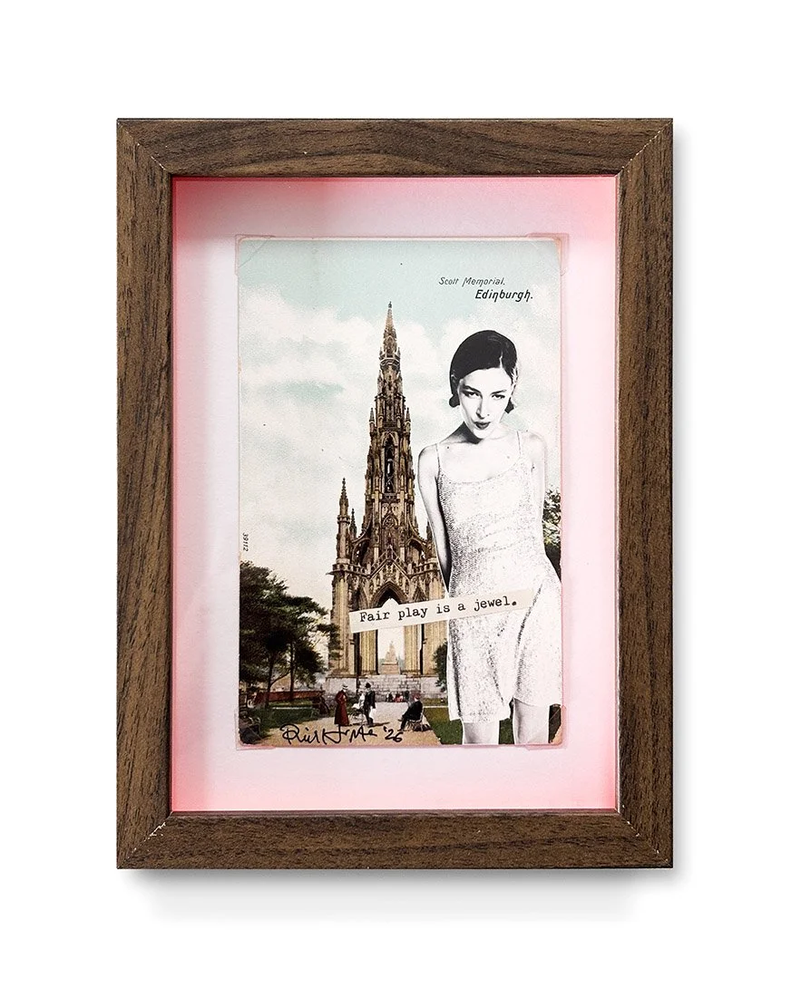 "Waltscotting Diane" Original Framed Vintage Postcard with Collage by Phill Jupitus