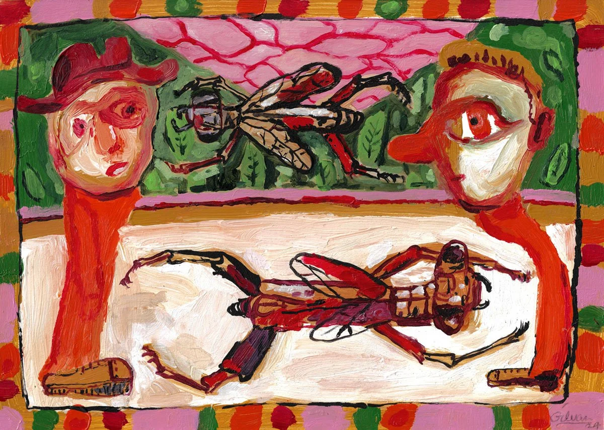 "Floating Notonectidae" original collaborative artwork by The Baron Gilvan and KEELERTORNERO