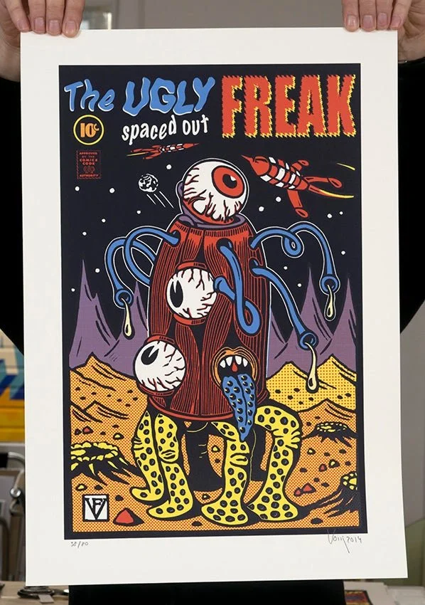 "The Ugly Spaced Out Freak" screenprint by Frederic Voisin