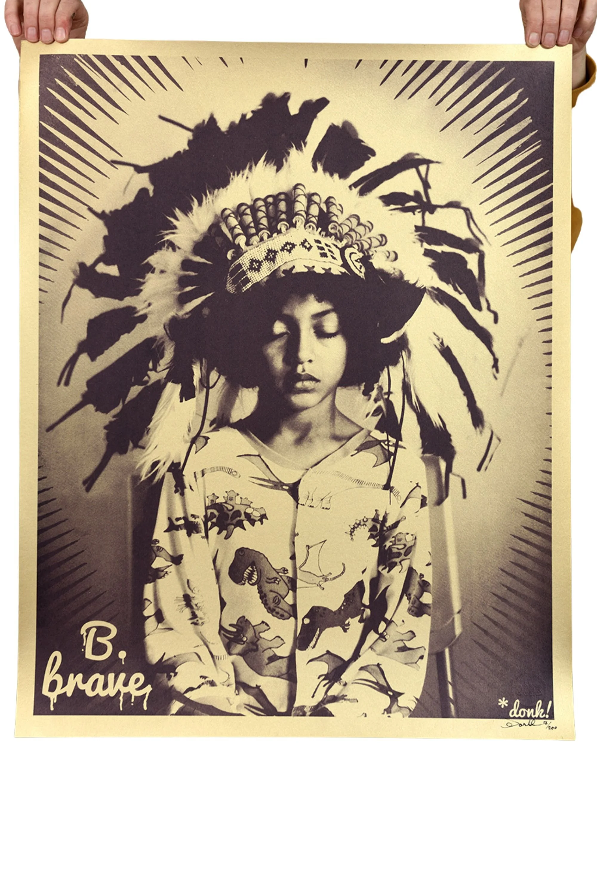 "B.brave (Gold Edition)" limited edition screenprint by Donk