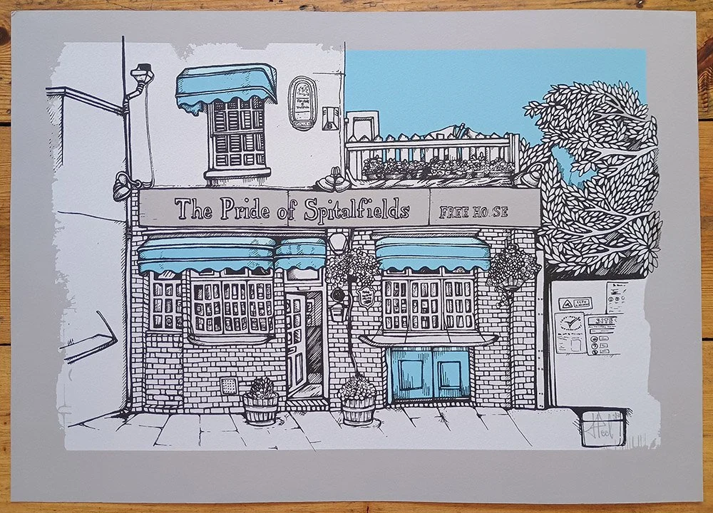 "The Pride of Spitalfields" limited edition screenprint by Jo Peel