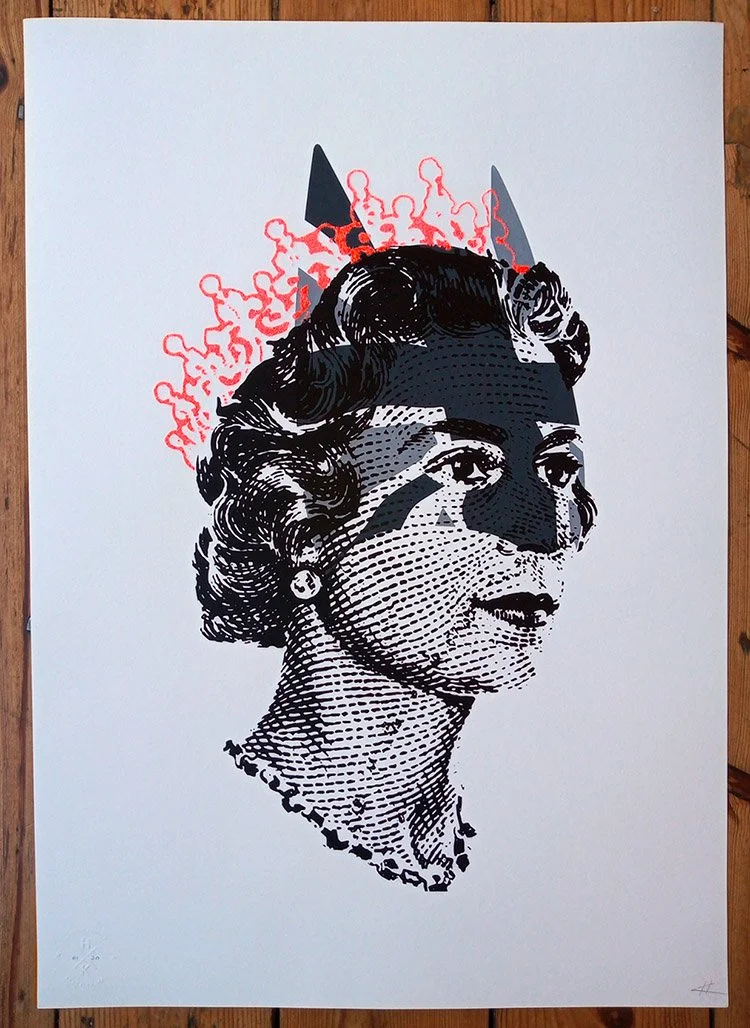 "Rich Enough to be Batman - Lizzie Grey Flag edition" screenprint by Heath Kane