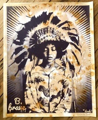 "B.brave (Inked & Bleached Edition)" limited edition screenprint by Donk
