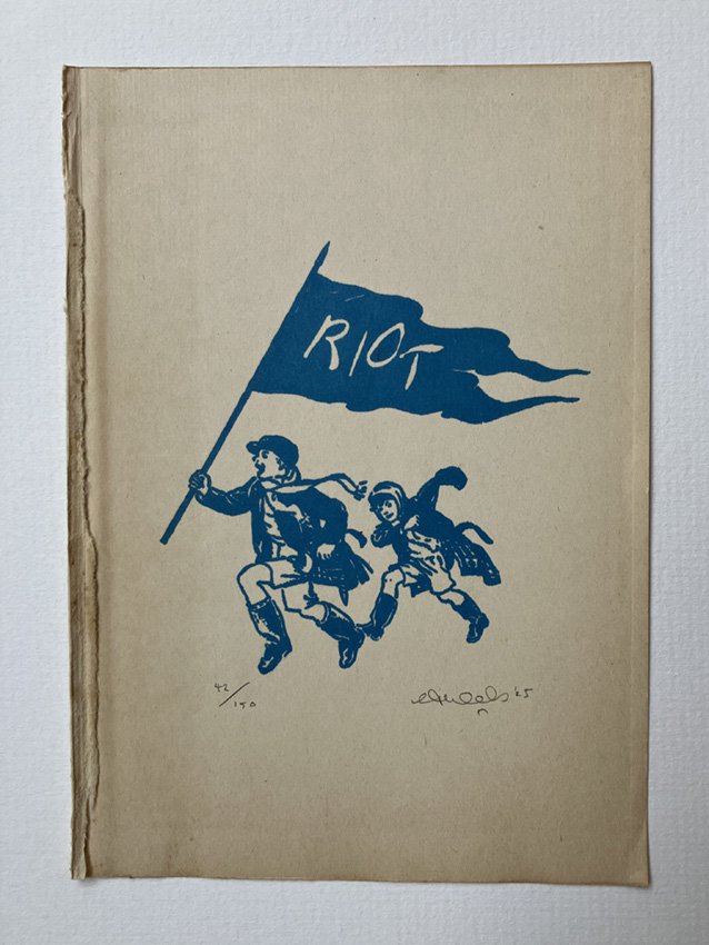 "Let's Riot (blue)" limited edition relief print by Ceal Warnants