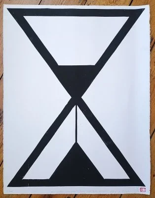 "Does Anyone Know How To Slow This Thing Down?" woodcut print by John Pedder