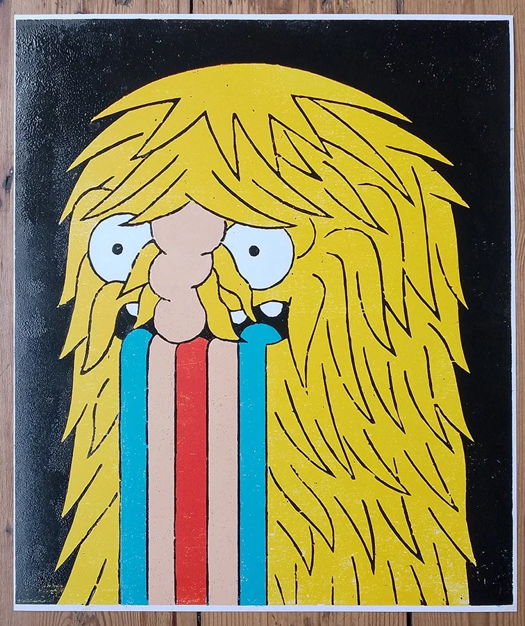 "Just because" limited edition woodcut print by Roman Klonek