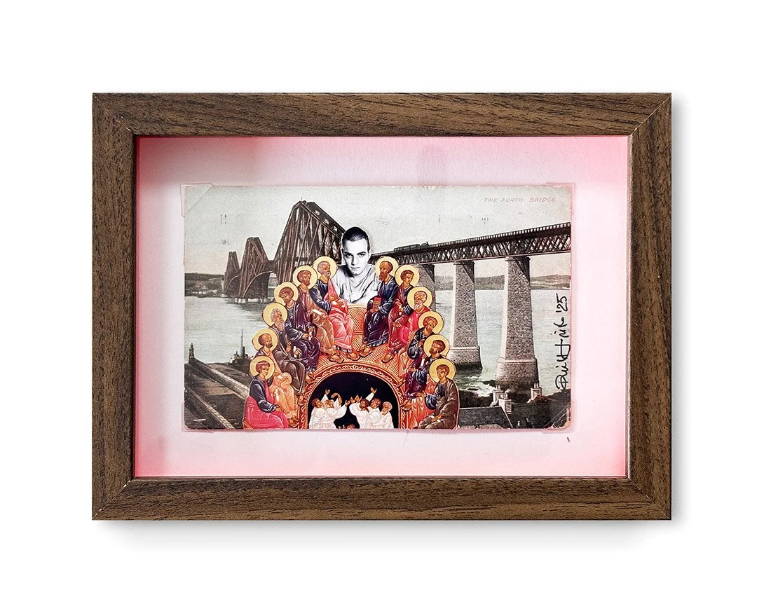 "Forthcrossing Renton" Original Framed Vintage Postcard with Collage by Phill Jupitus