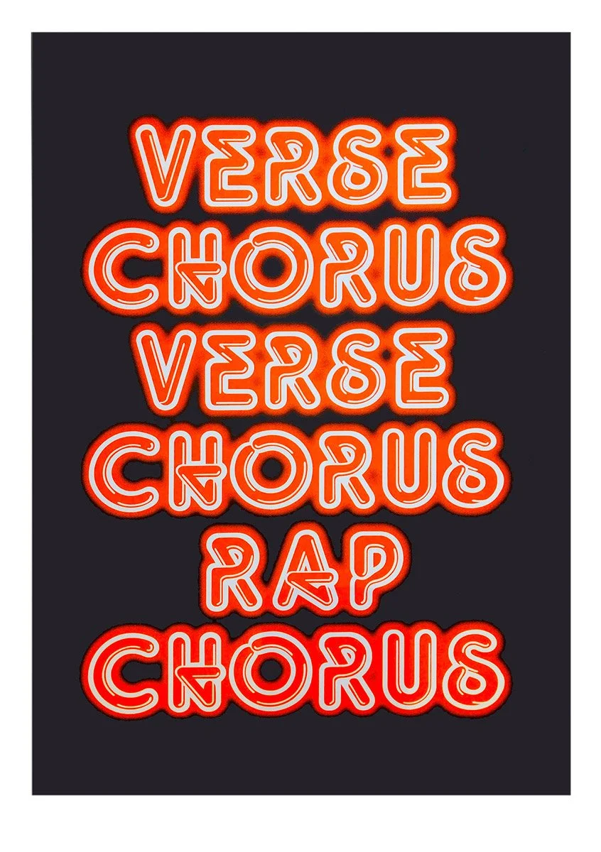 "Verse Chorus Verse - Fluoro Orange screenprint by Sian Pattenden